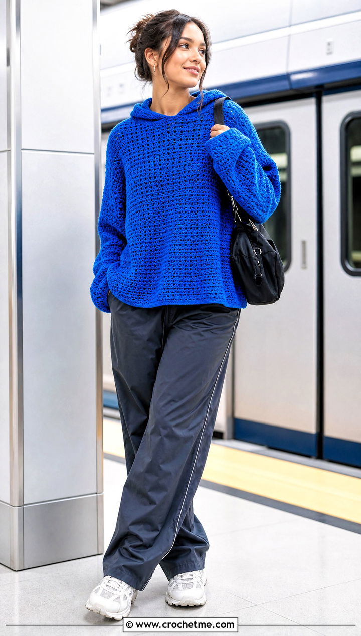 Crochet Hooded Sweater With Track Pants - 25 Crochet For Beginners Clothes and outfit ideas