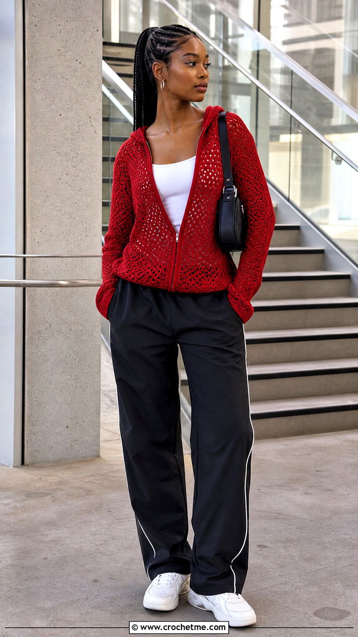 Crochet Hooded Sweater With Track Pants - 35 crochet outfits black women outfit ideas