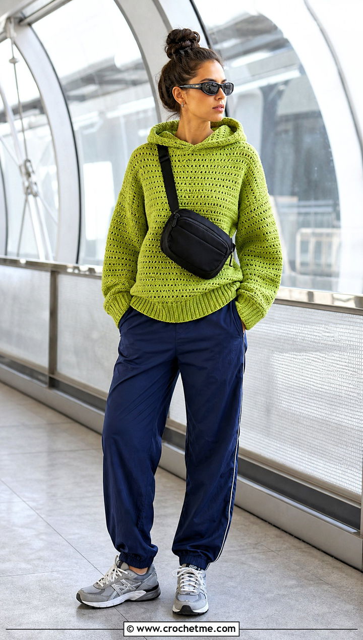 Crochet Hooded Top With Track Pants - 25 Crochet Projects Aesthetic Clothes and outfit ideas
