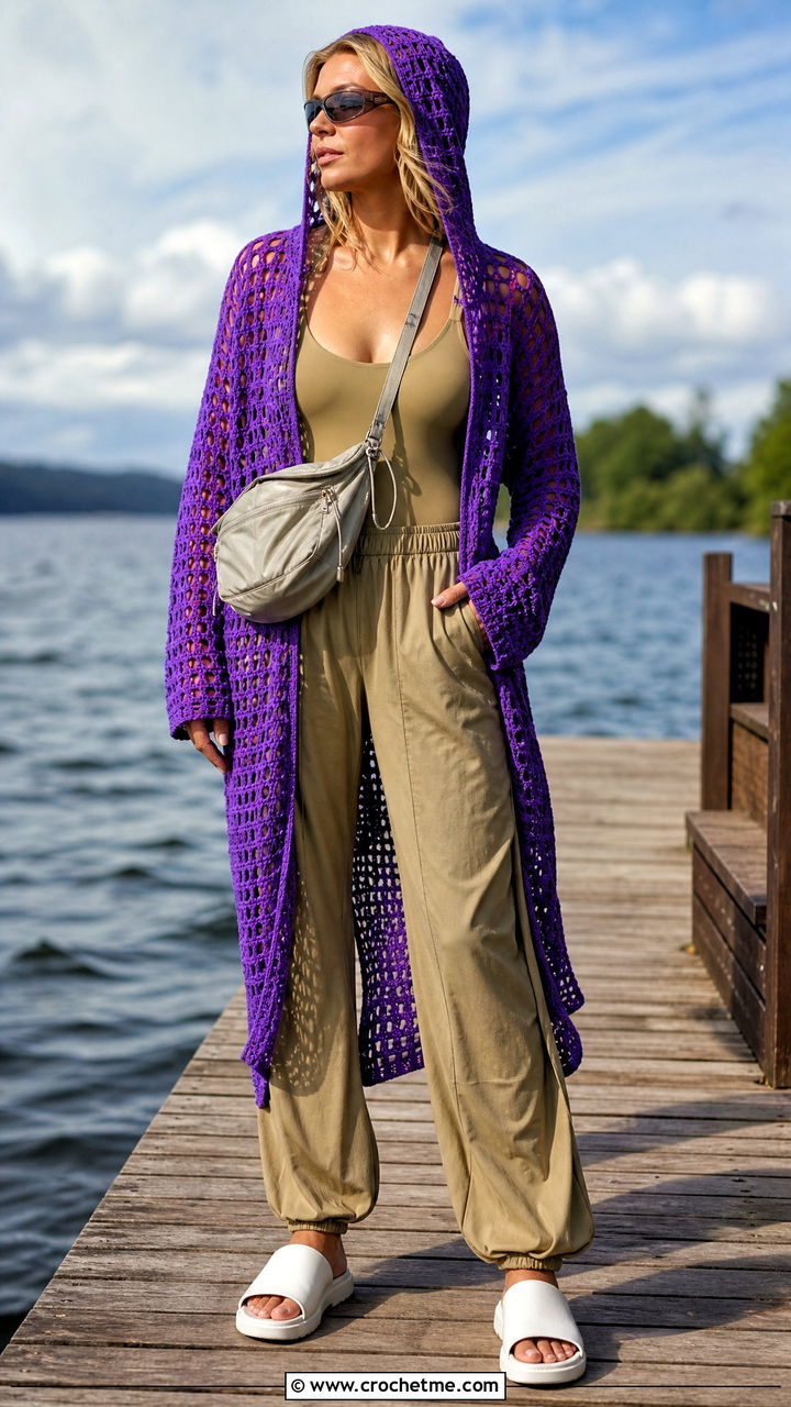 Crochet Hoodie Cover Up With Track Pants - 35 crochet bathing suit cover up outfit ideas