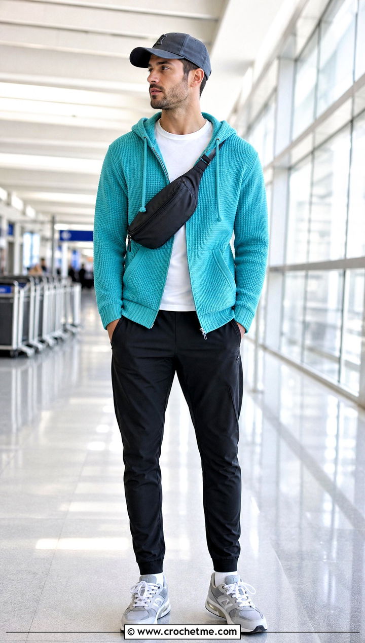 Crochet Hoodie Sweater With Track Pants - 15 Crochet Mens Sweaters outfit ideas