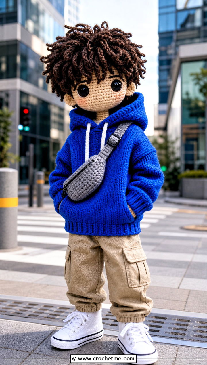 Crochet Hoodie With Cargo Pants - 15 Clothes For Amigurumi outfit ideas