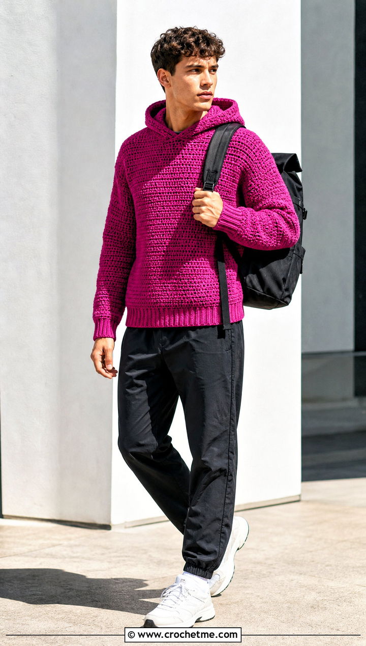 Crochet Hoodie With Track Pants - 25 crochet clothes men ideas