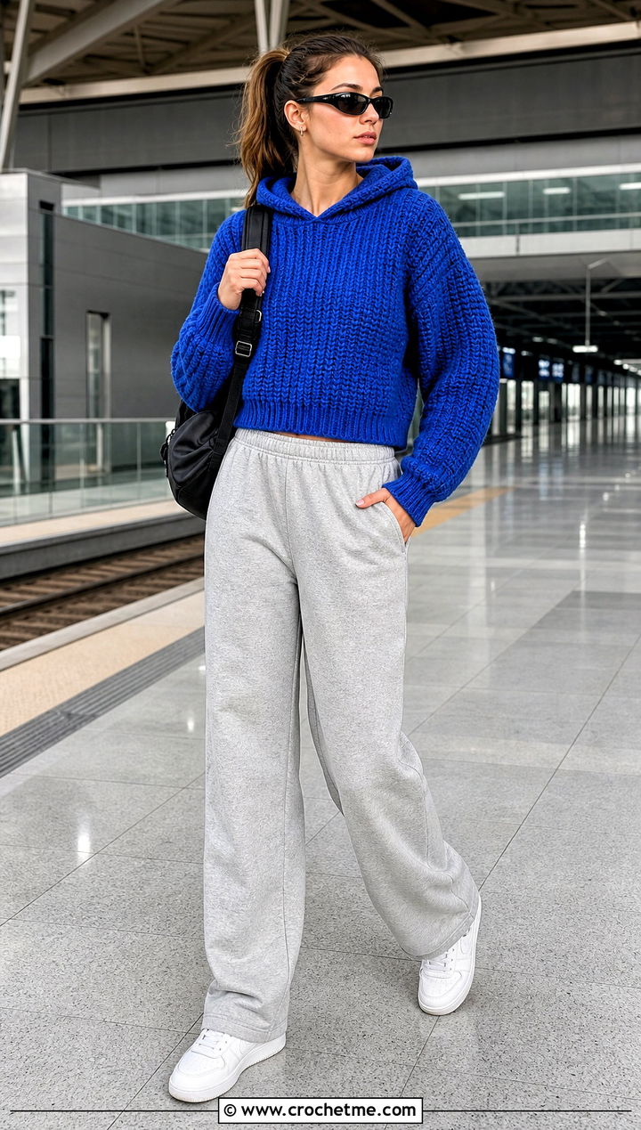 Crochet Hoodie With Track Pants - 25 Diy Crochet Outfits ideas