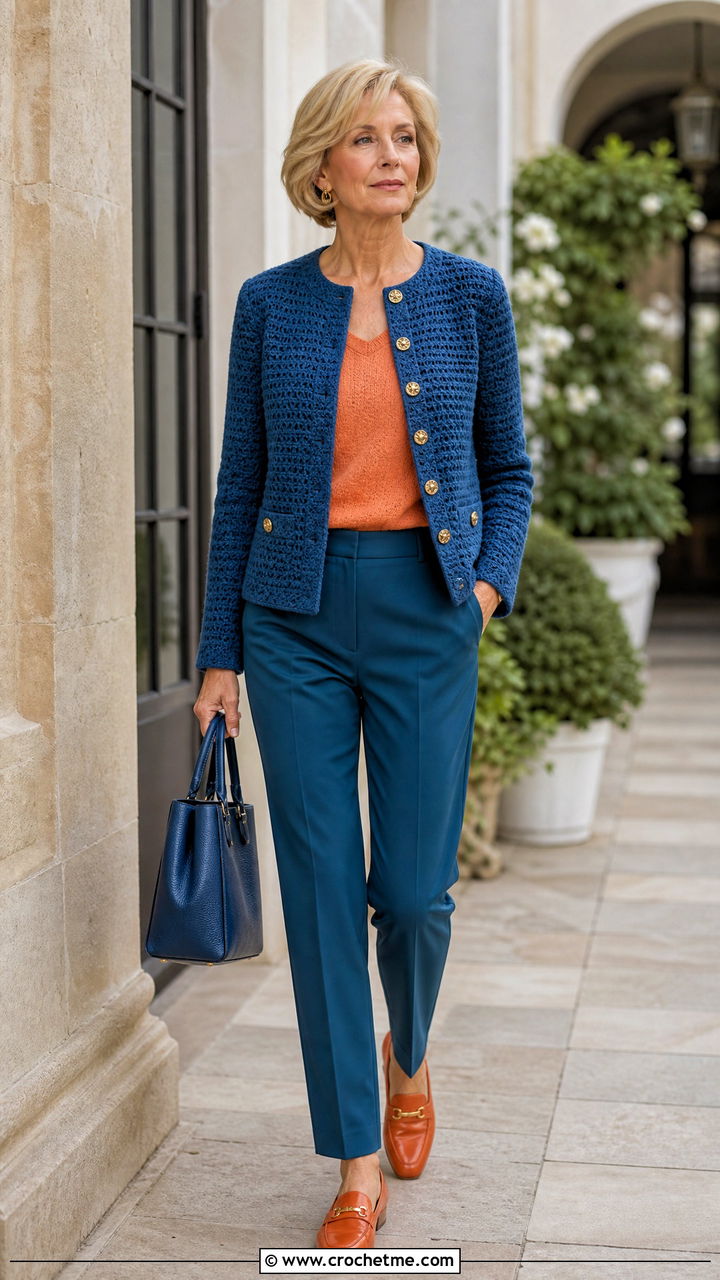 Crochet Jacket With Old Money Basics - 35 crochet jacket outfit ideas
