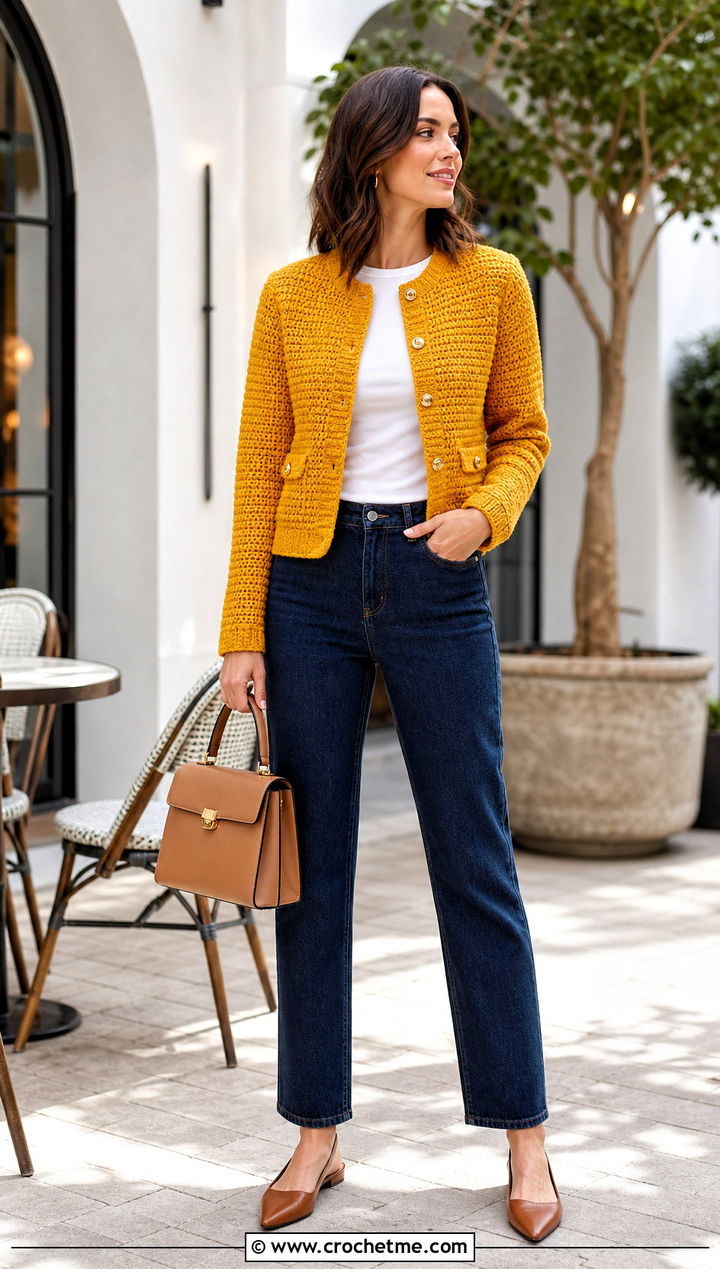 Crochet Jacket With Straight Leg Jeans - 15 cute trendy crochet clothes and outfit ideas
