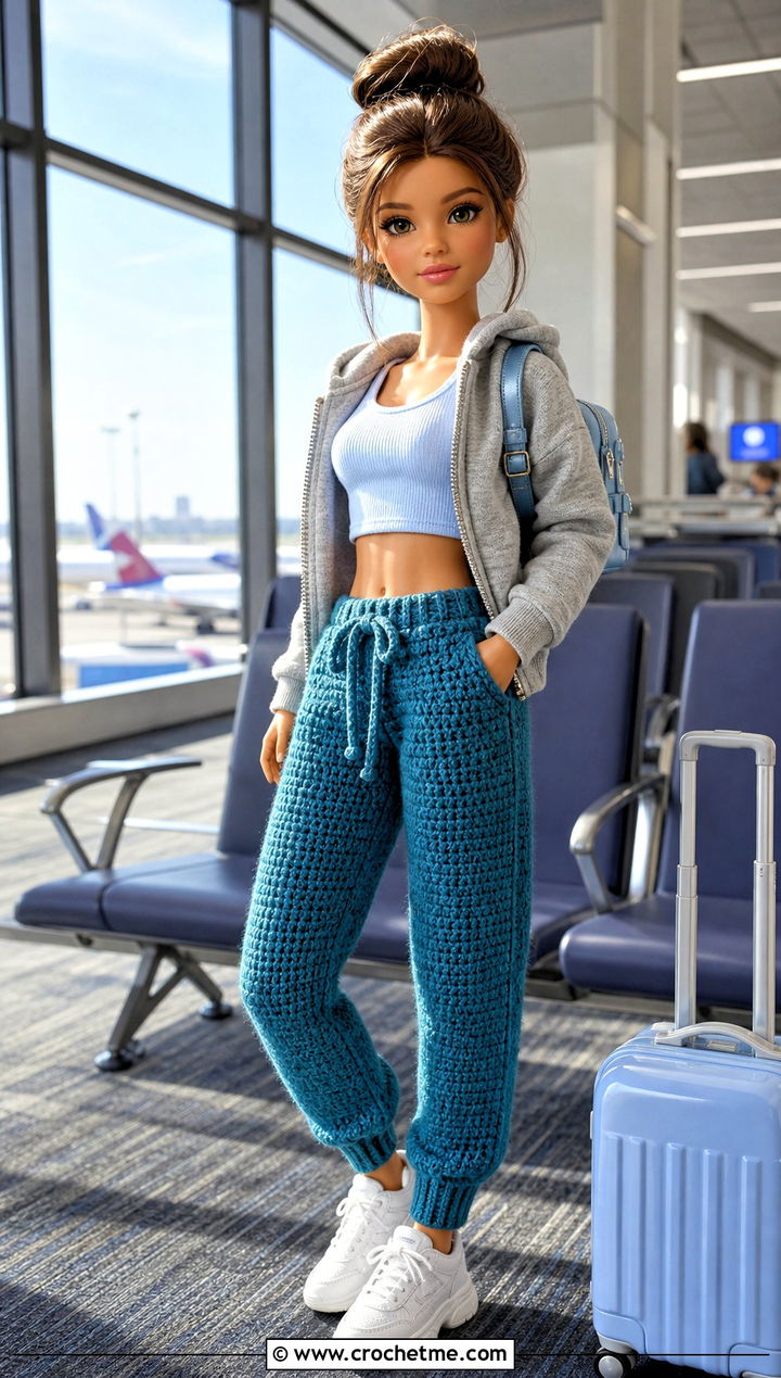 Crochet Jogger Doll Pants With Hoodie - 25 Crochet Pants For Dolls outfit ideas