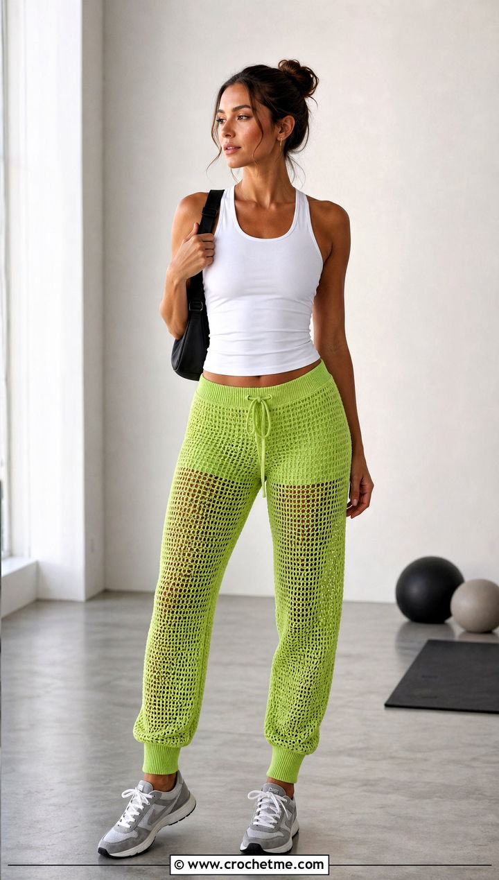 Crochet Joggers With Performance Tank - 25 crochet workout clothes and outfit ideas