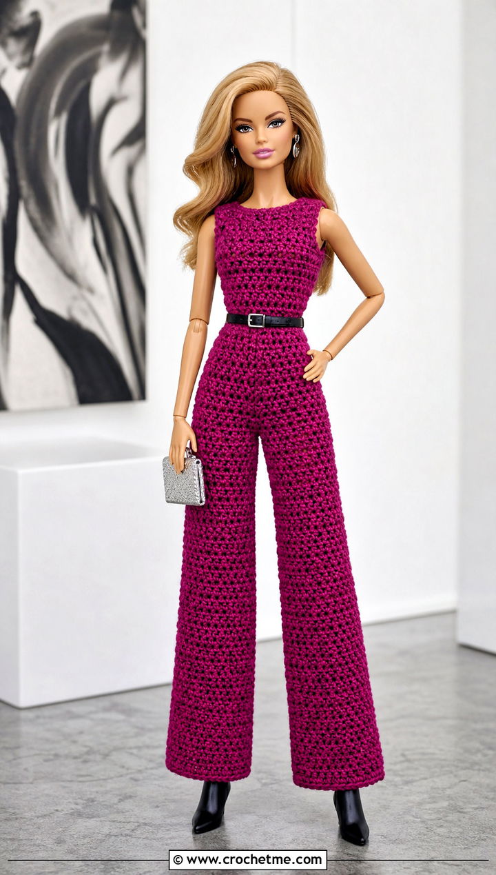 Crochet Jumpsuit With Ankle Boots - 25 Dolls Crochet Clothes and outfit ideas