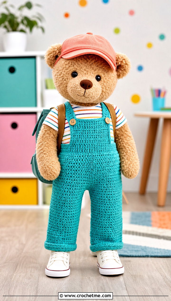 Crochet Jumpsuit With Canvas Sneakers - 35 crochet teddy clothes and outfit ideas