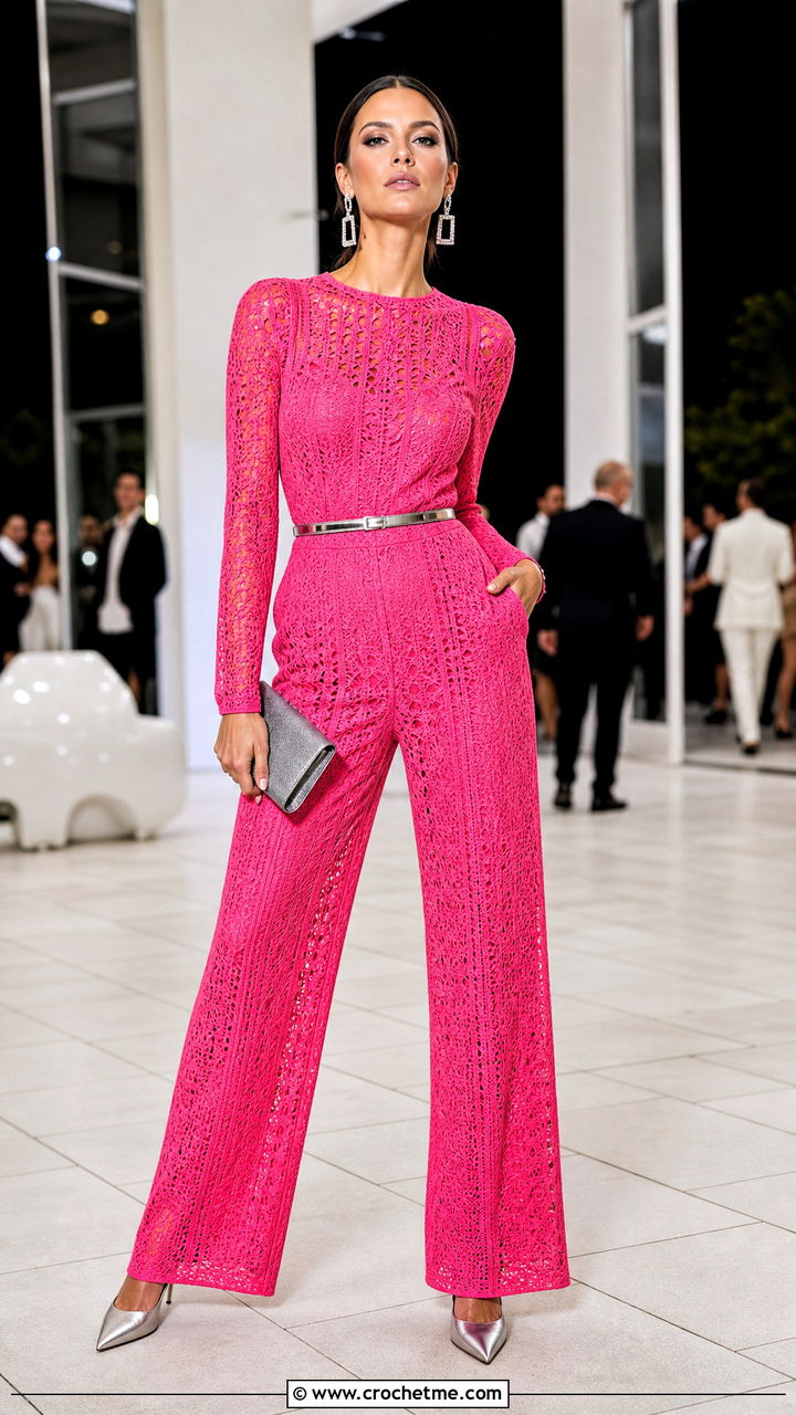 Crochet Jumpsuit With Pointed Heels - 35 crochet clothing and outfit ideas