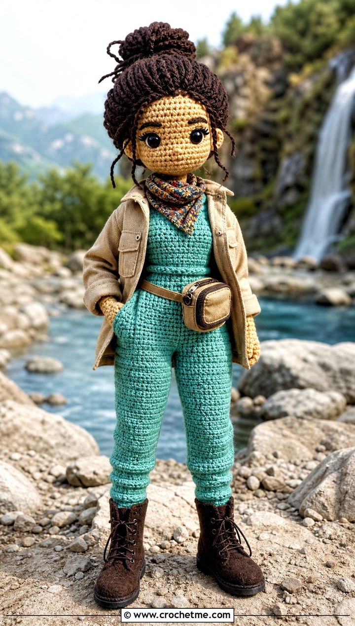 Crochet Jumpsuit With Utility Jacket - 15 Clothes For Amigurumi outfit ideas