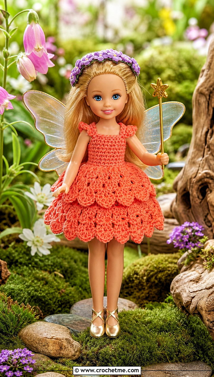 Crochet Kelly Doll Fairy Dress With Wings - 15 Crochet Kelly Doll Clothes and outfit ideas