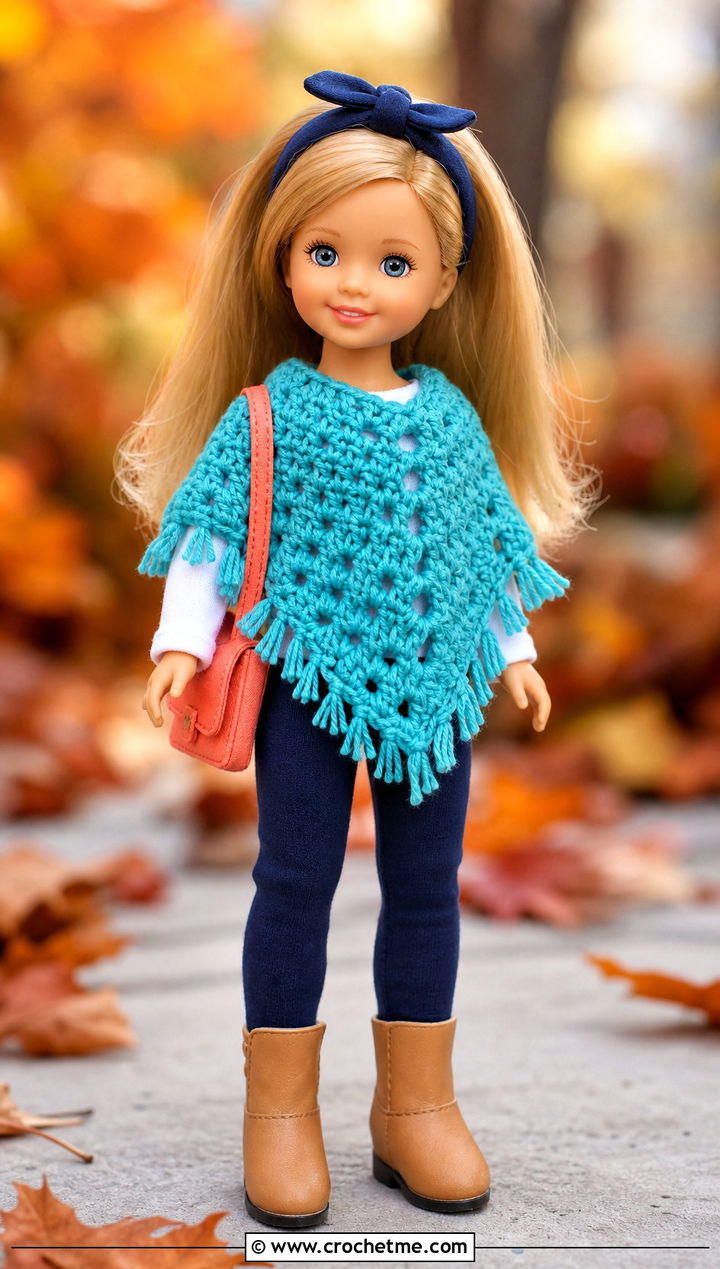 Crochet Kelly Doll Poncho With Leggings - 15 Crochet Kelly Doll Clothes and outfit ideas
