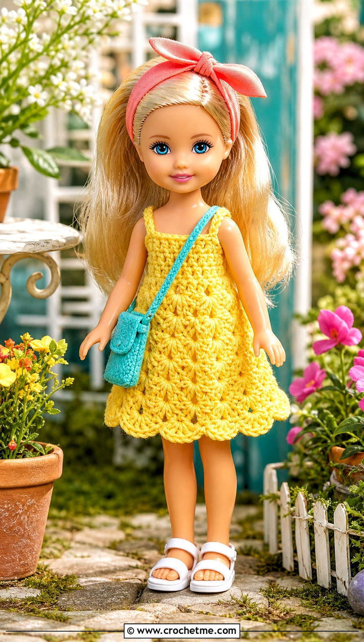 Crochet Kelly Doll Sundress With Sandals - 15 Crochet Kelly Doll Clothes and outfit ideas