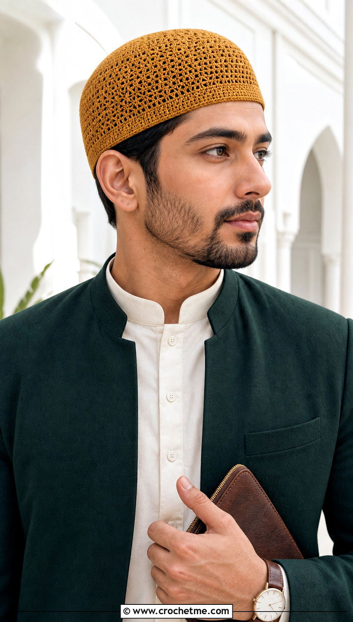Crochet Kufi Cap With Monochrome Tailoring - 25 crochet hat ideas for men