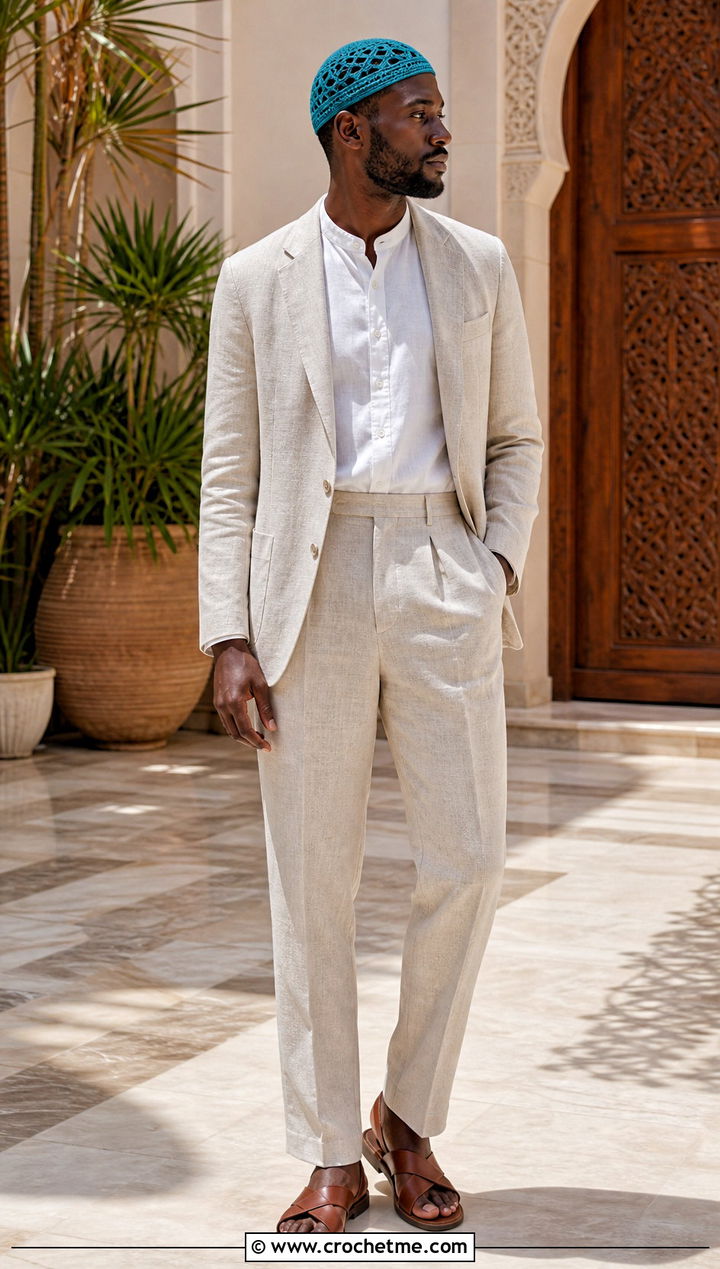 Crochet Kufi Cap With Summer Tailoring - 35 crochet hats men outfit ideas