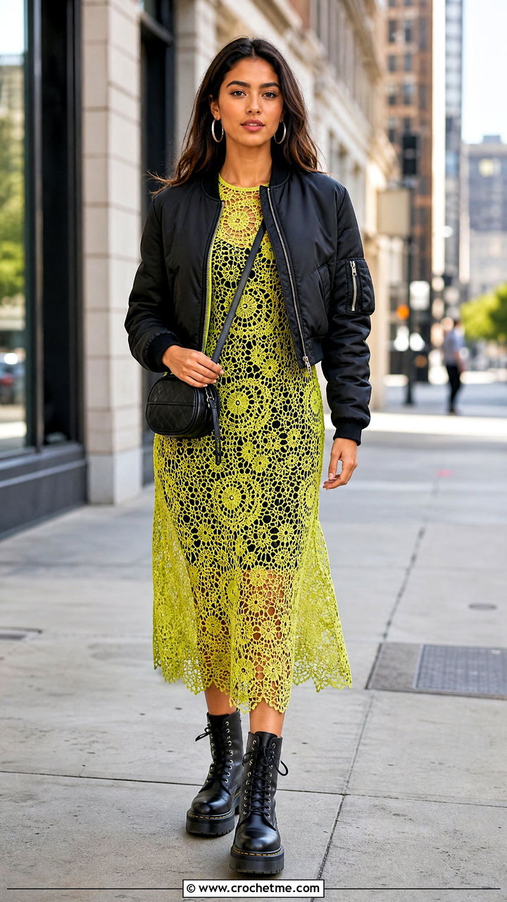 Crochet Lace Dress With Combat Boots - 35 crochet dress inspo outfit ideas