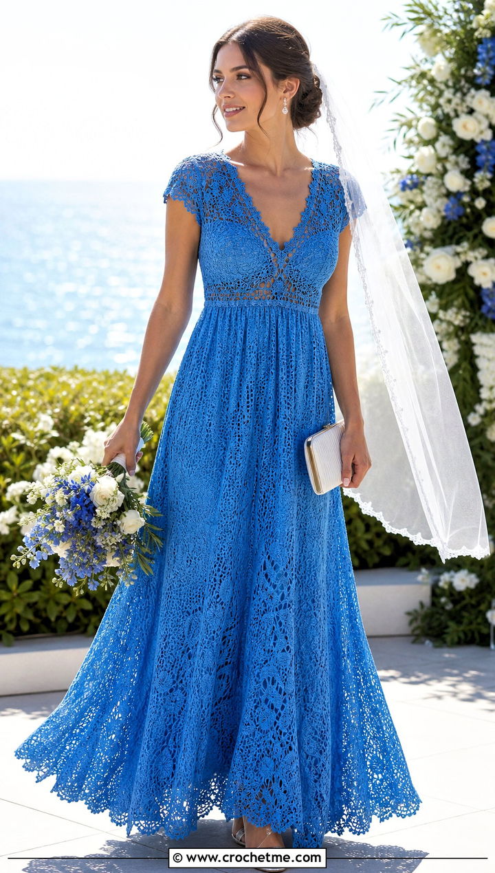 Crochet Lace Empire Waist Wedding Dress - 30 crochet lace wedding dress outfit ideas