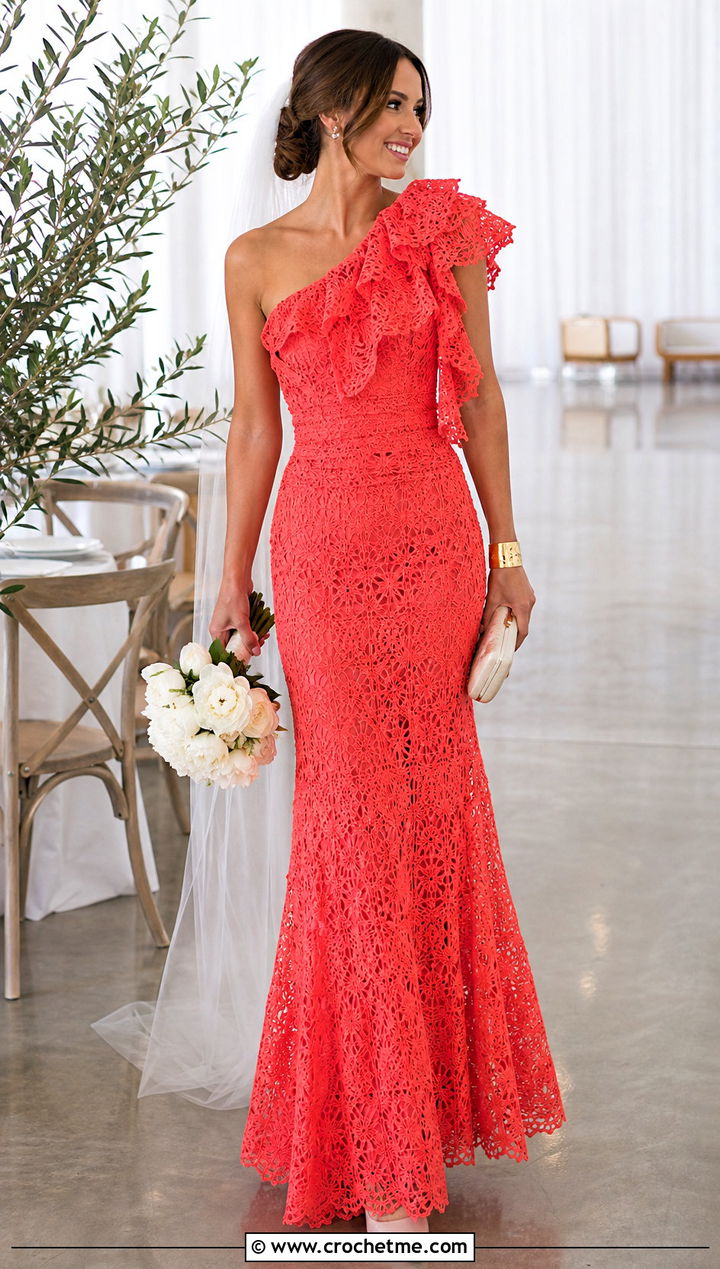 Crochet Lace Ruffle Wedding Dress - 30 crochet lace wedding dress outfit ideas