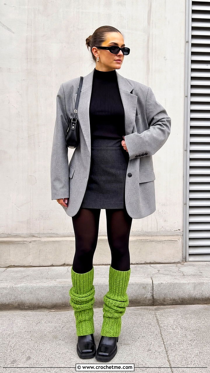 Crochet Leg Warmers With Mini Skirt - 35 crochet accessories outfit ideas