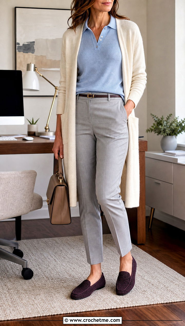 Crochet Loafer Slippers With A Knit Polo - 35 easy crochet slippers outfit ideas