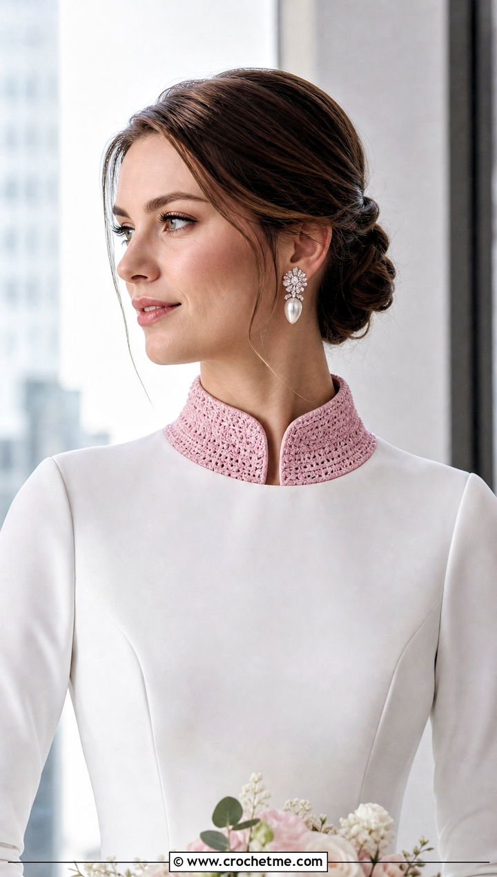 Crochet Mandarin Collar With Long Sleeve Sheath Wedding Dress - 15 Crochet Collar For Wedding Dress outfit ideas