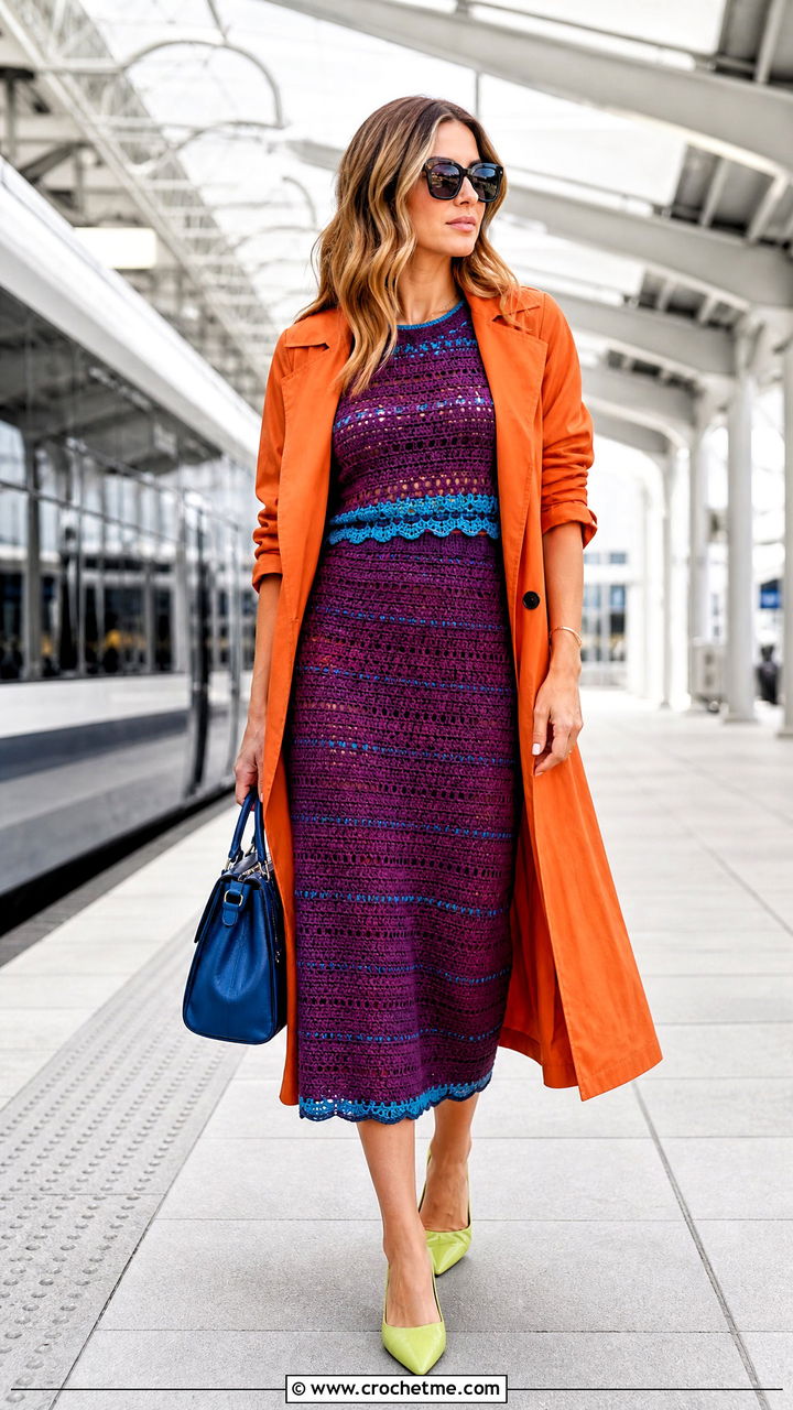 Crochet Matching Set With Lightweight Trench - 35 crochet clothing and accessories ideas