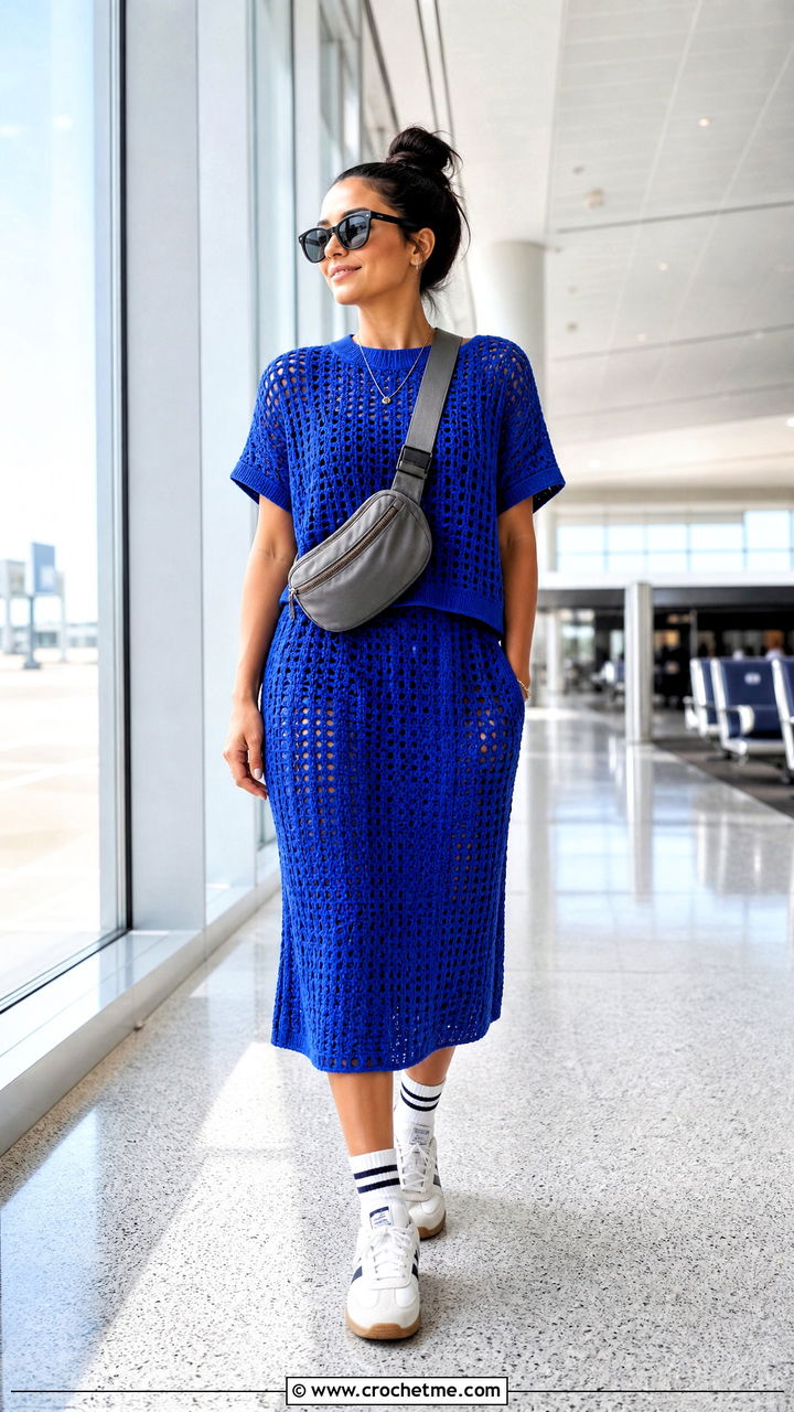 Crochet Matching Set With Retro Sneakers - 35 crochet clothes and accessories outfit ideas