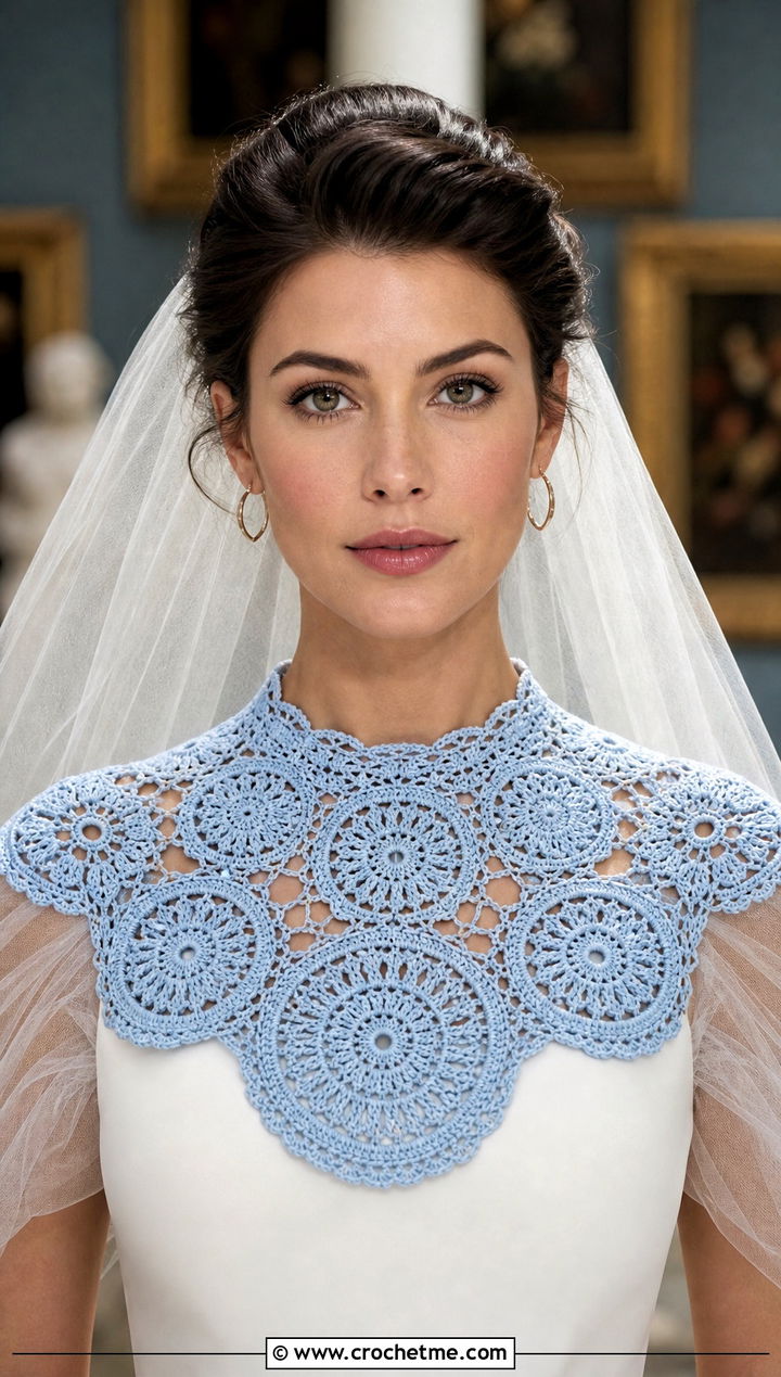 Crochet Medallion Collar With Simple Tulle Wedding Dress - 15 Crochet Collar For Wedding Dress outfit ideas