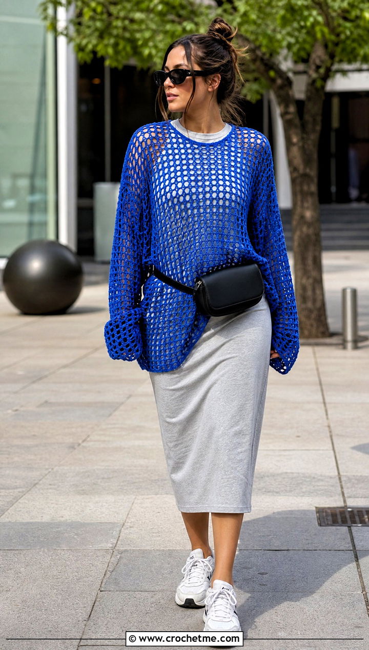 Crochet Mesh Top With T Shirt Dress - 25 Dresses With Crochet Top outfit ideas