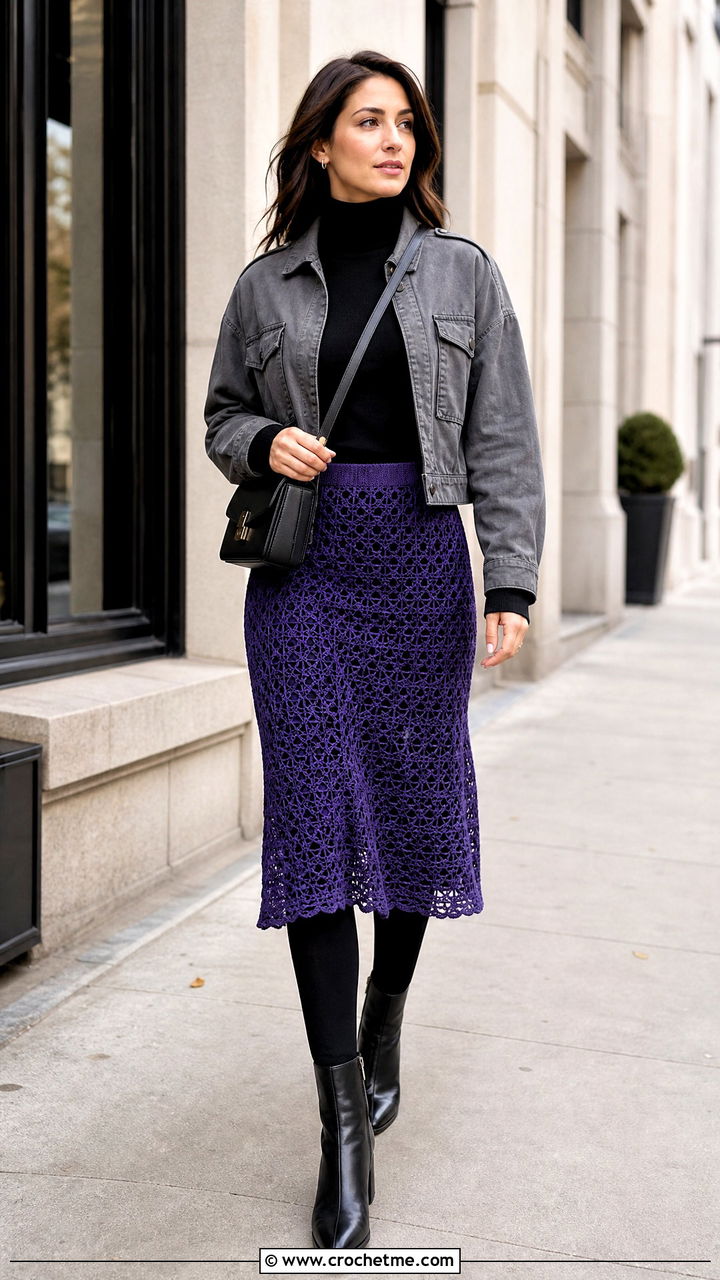 Crochet Midi Cover Up Skirt With Leggings And Turtleneck - 35 crochet cover up skirts outfit ideas