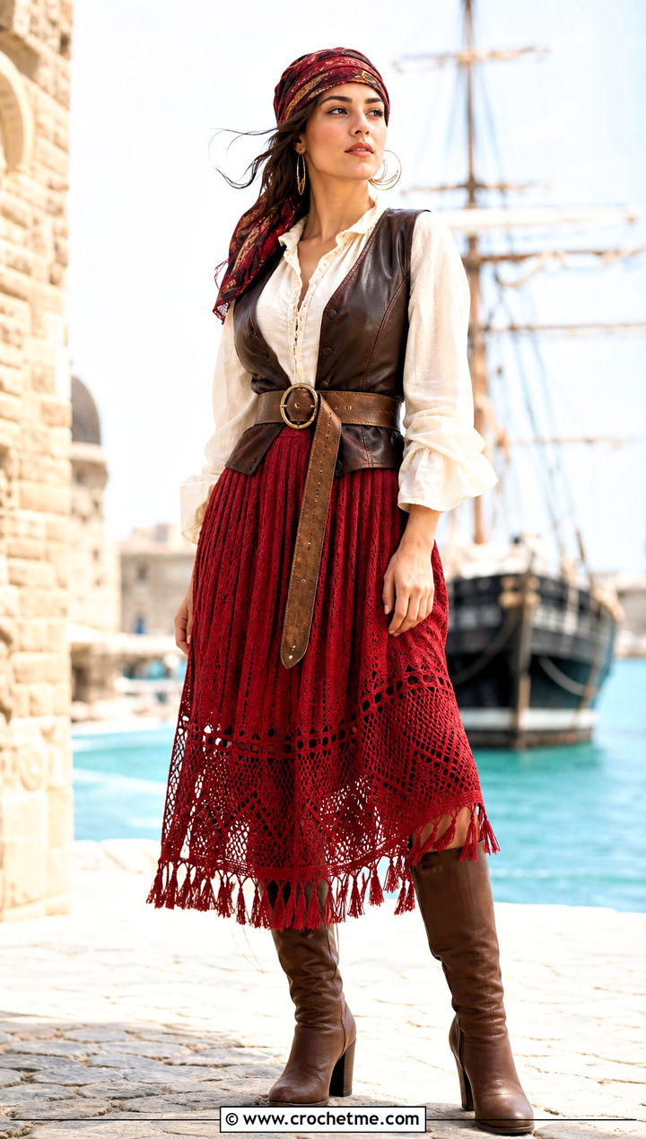 Crochet Midi Skirt Pirate Outfit - 30 crochet halloween outfit ideas