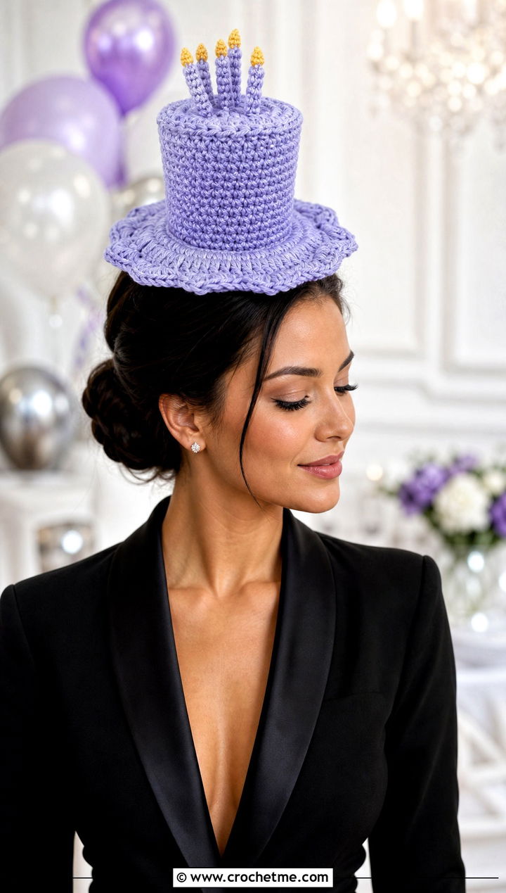 Crochet Mini Top Hat Birthday Hat With A Tuxedo Jumpsuit - 25 Crochet Mini Birthday Hat outfit ideas