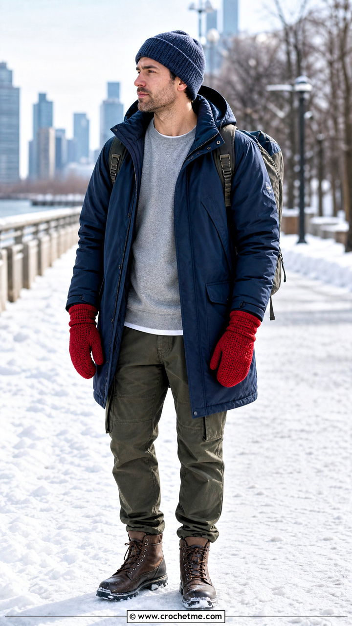 Crochet Mittens With Parka - 35 crochet gloves for men outfit ideas
