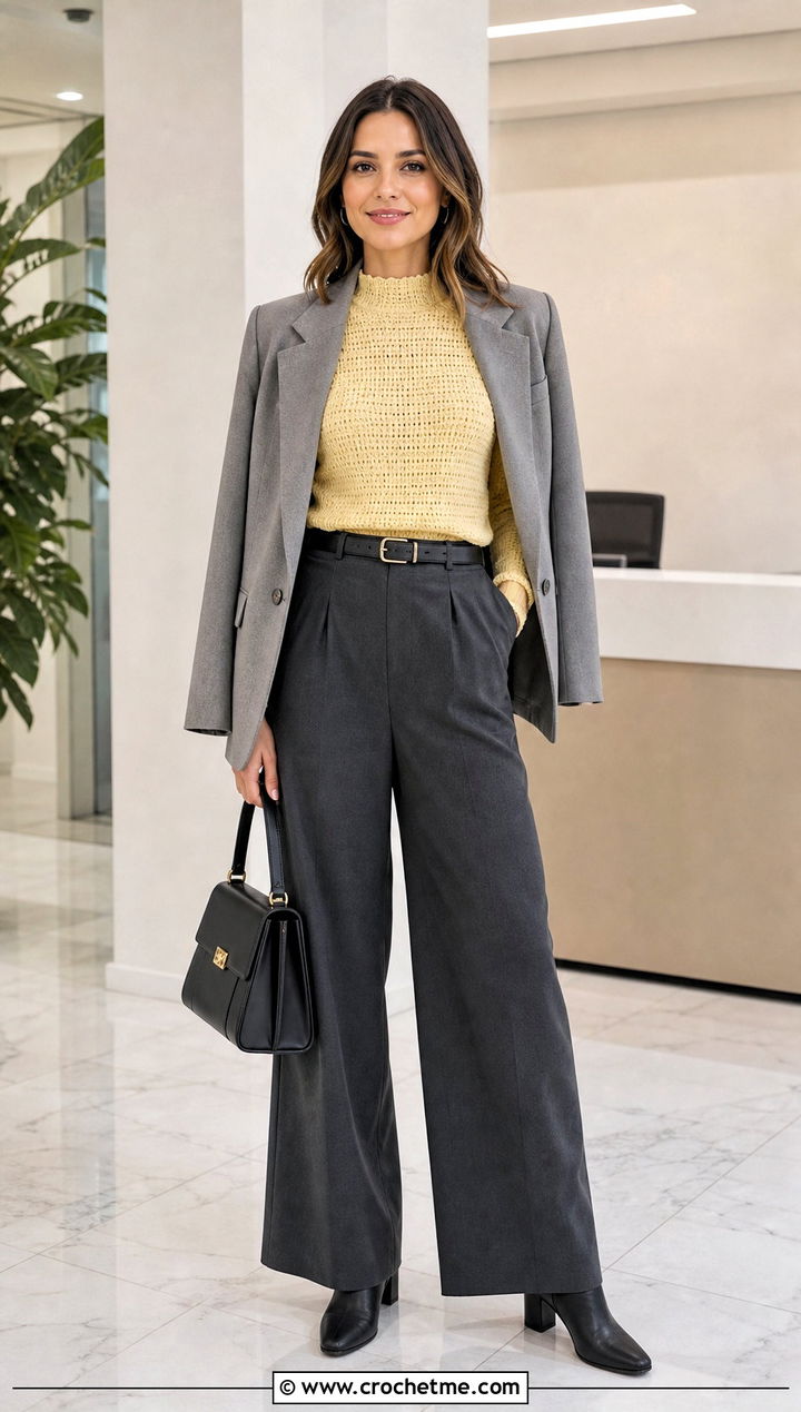Crochet Mock Neck Top Office Holiday Outfit - 30 crochet holiday outfit ideas