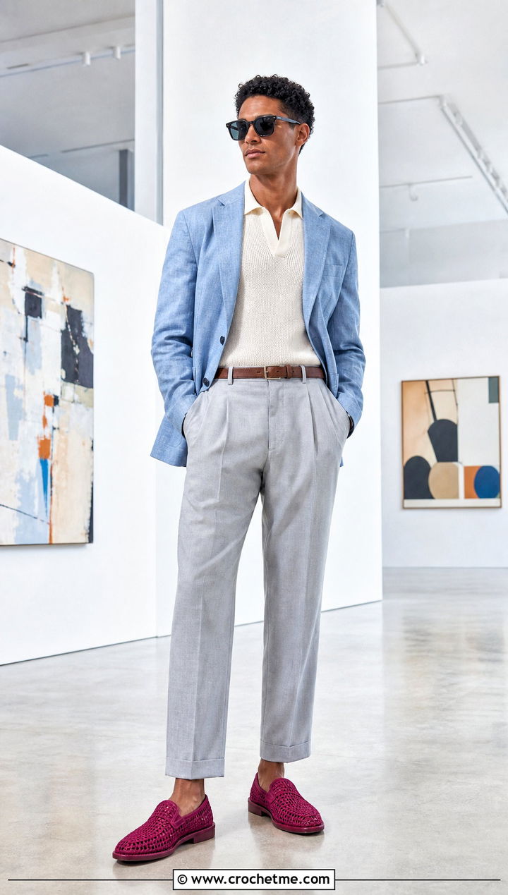 Crochet Mules With Relaxed Tailoring - 25 crochet shoes for men outfit ideas