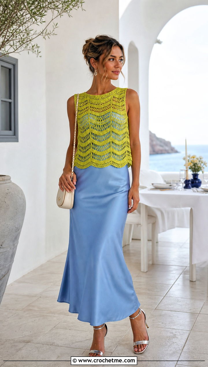 Crochet Nalu Top With A Slip Dress - 30 Crochet Nalu Top outfit ideas