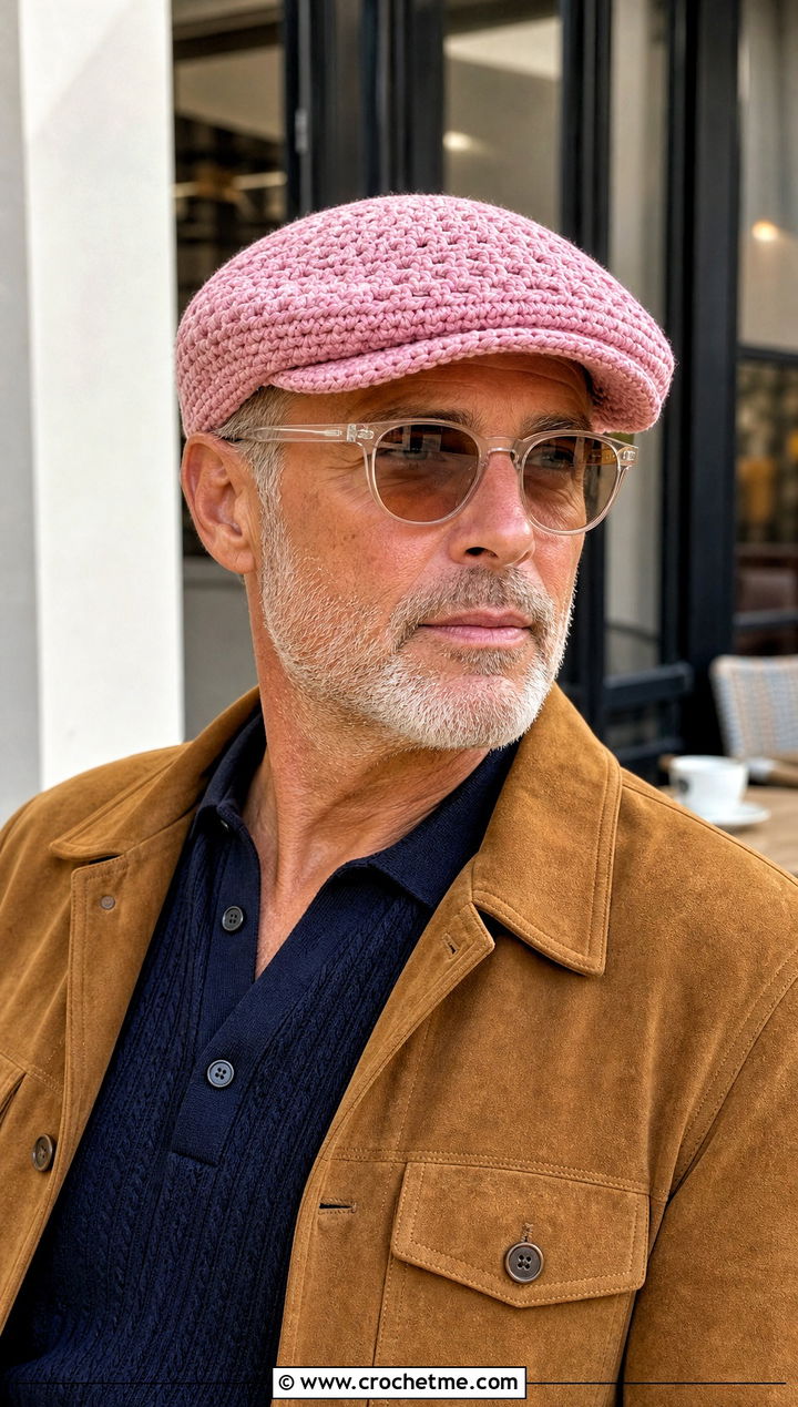 Crochet Newsboy Cap With Knit Polo - 15 Easy Crochet Mens Hat outfit ideas