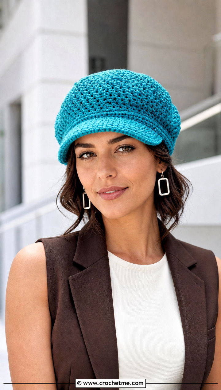 Crochet Newsboy Cap With Trousers And Vest - 25 one skein crochet hat outfit ideas