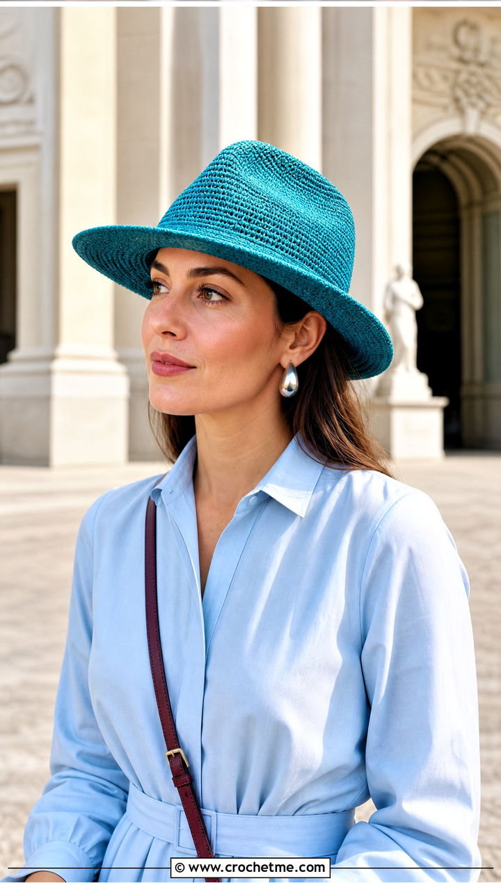 Crochet Optimo Panama Hat With Shirt Dress - 15 crochet panama hat outfit ideas