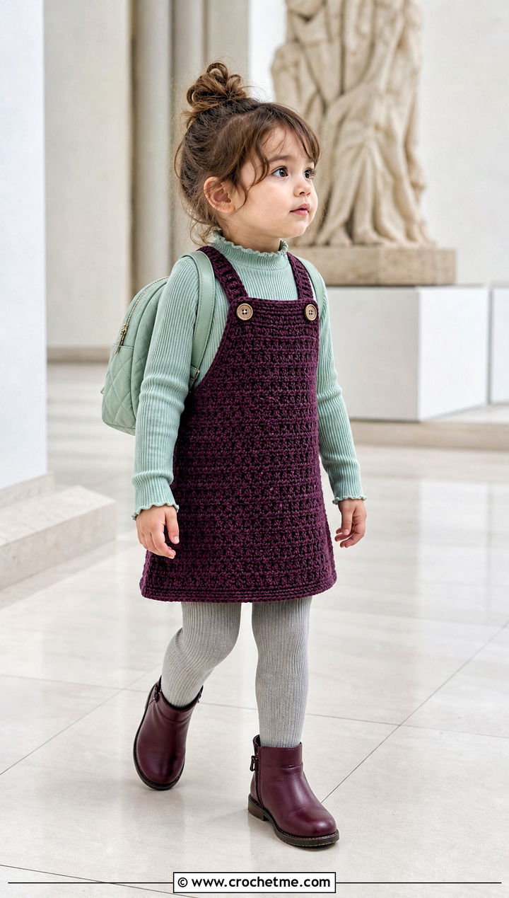Crochet Overall Dress With Mock Neck Top - 15 5T Crochet Dress outfit ideas