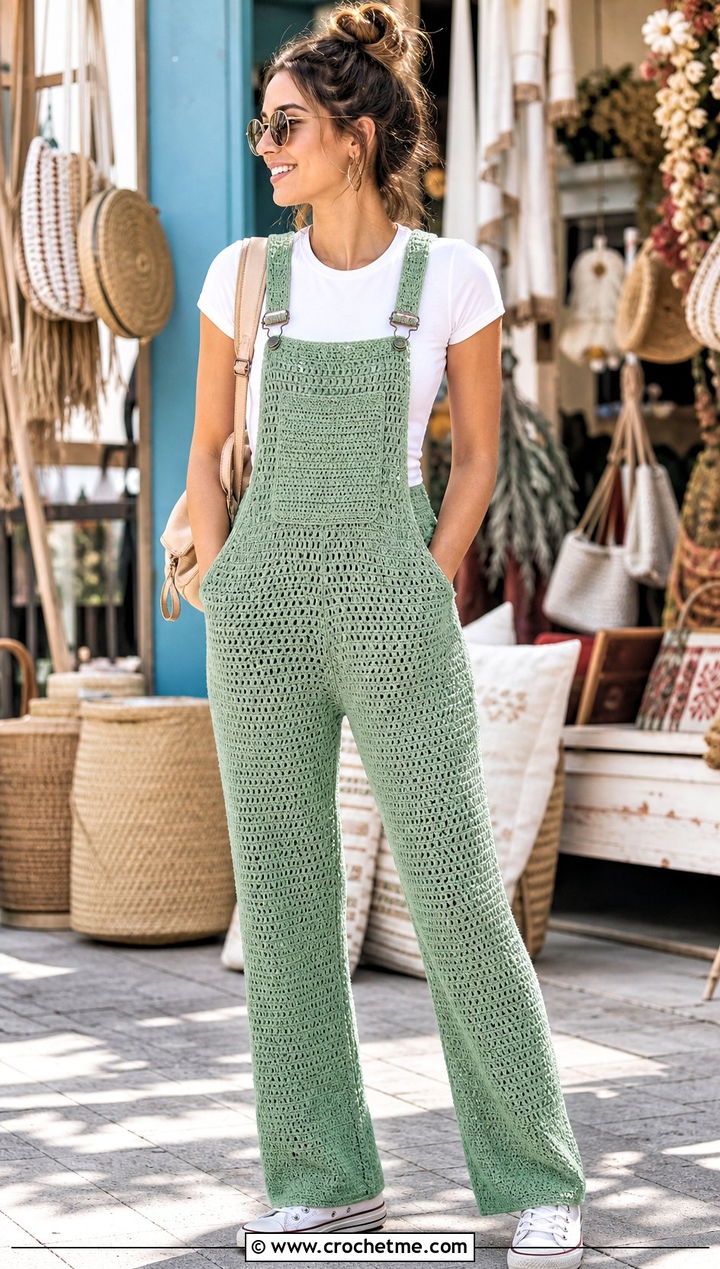 Crochet Overalls With Baby Tee - 30 unique crochet clothes and outfit ideas