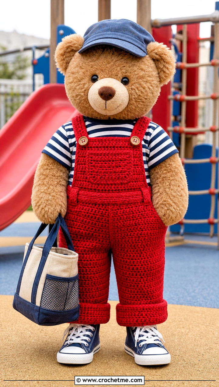 Crochet Overalls With Striped T Shirt - 35 crochet teddy clothes and outfit ideas