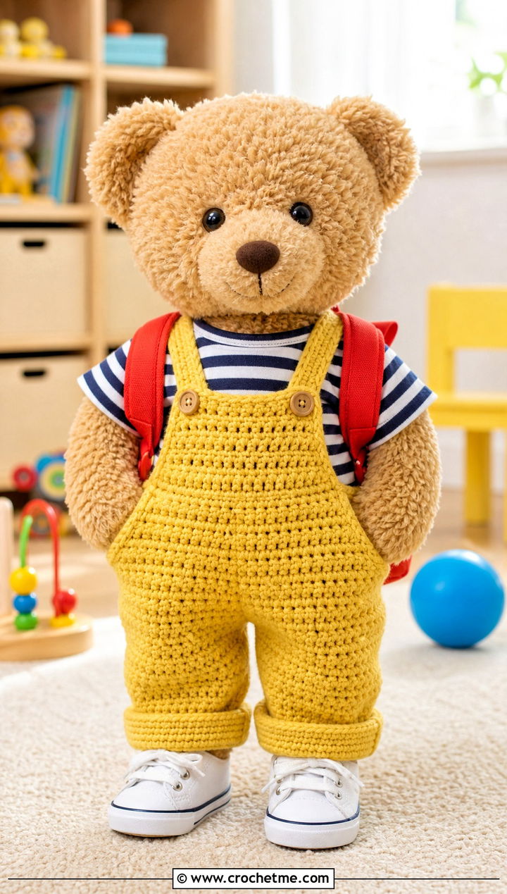 Crochet Overalls With Striped T Shirt - 25 Crochet Stuffie Clothes and outfit ideas
