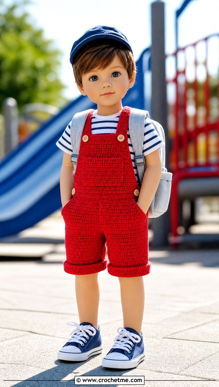 Crochet Overalls With Striped T Shirt - 15 Crochet Our Generation Doll Clothes and outfit ideas