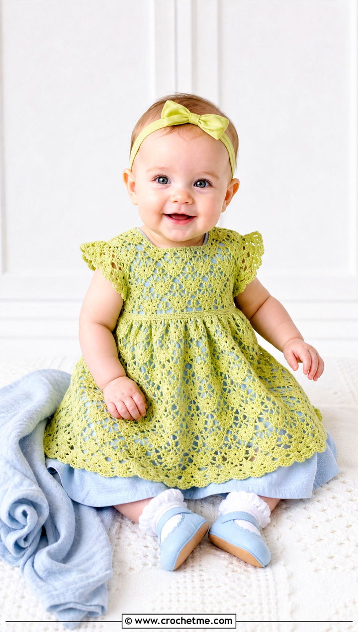 Crochet Overlay Blessing Dress With Colored Underdress - 15 Crochet Blessing Dress outfit ideas