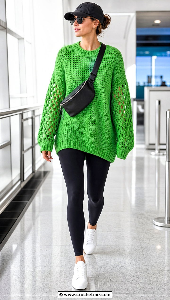 Crochet Oversized Sweater With Leggings - 25 Cute Things To Crochet Clothes and outfit ideas