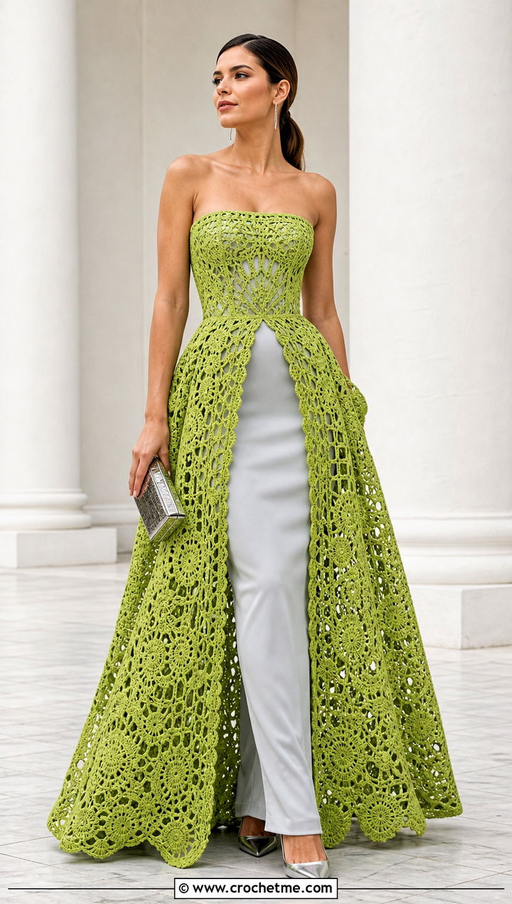 Crochet Overskirt Ball Gown With Pointed Pumps - 30 crochet ball gown dress outfit ideas