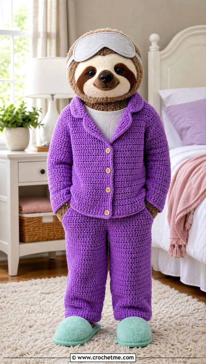 Crochet Pajama Set With Fleece Slippers - 25 Crochet Stuffie Clothes and outfit ideas